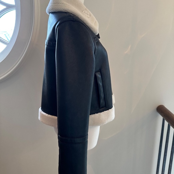 Stand Studio Cropped Black Lorelle Faux Shearling & Leather Jacket/ SMALL/*MINT - Picture 7 of 16